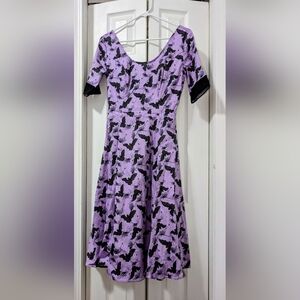 Purple and Black Bat Print Dress